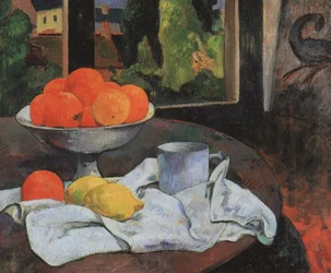 Stilleven met fruitschaal en citroenen